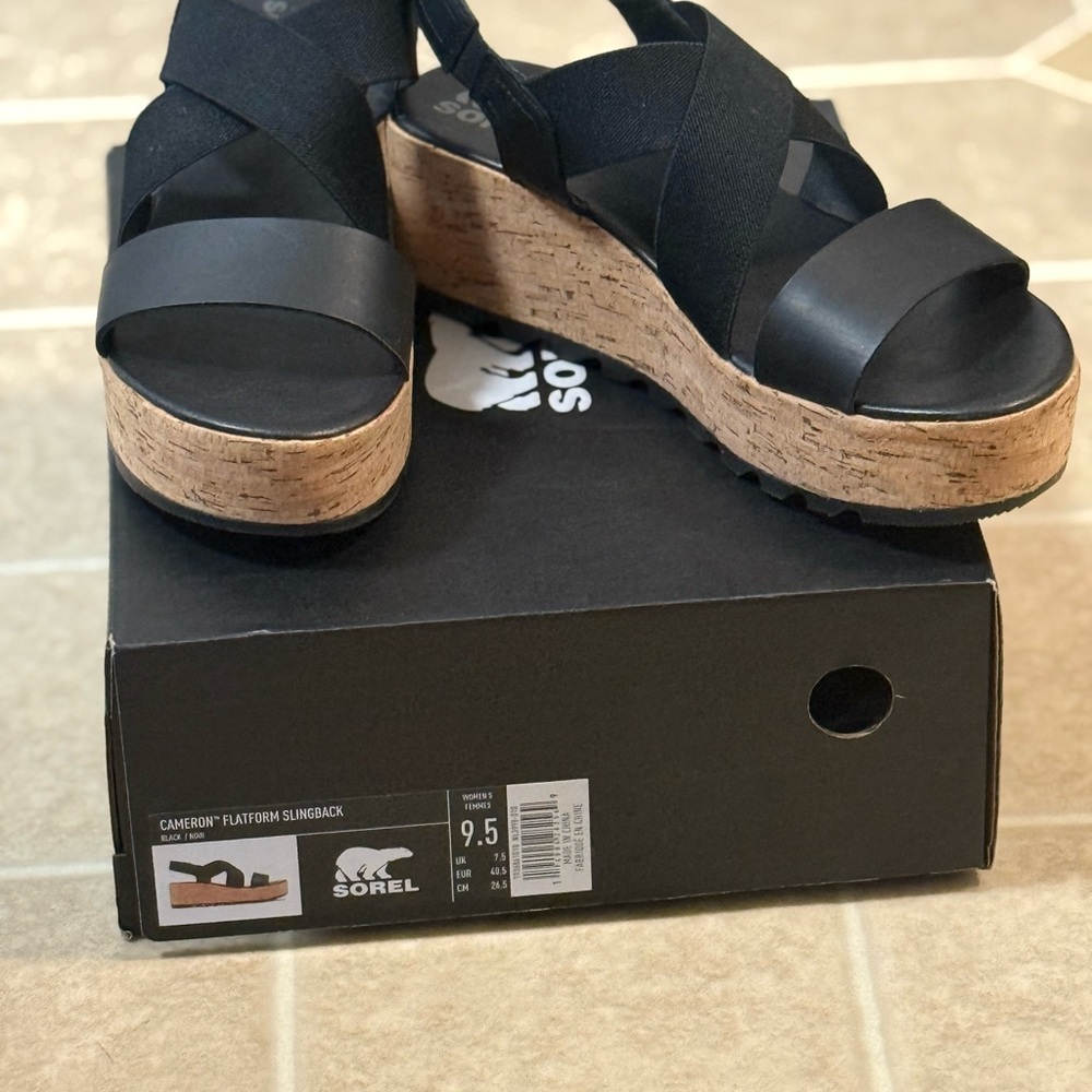 Sorel Black and Tan Platform Shoes